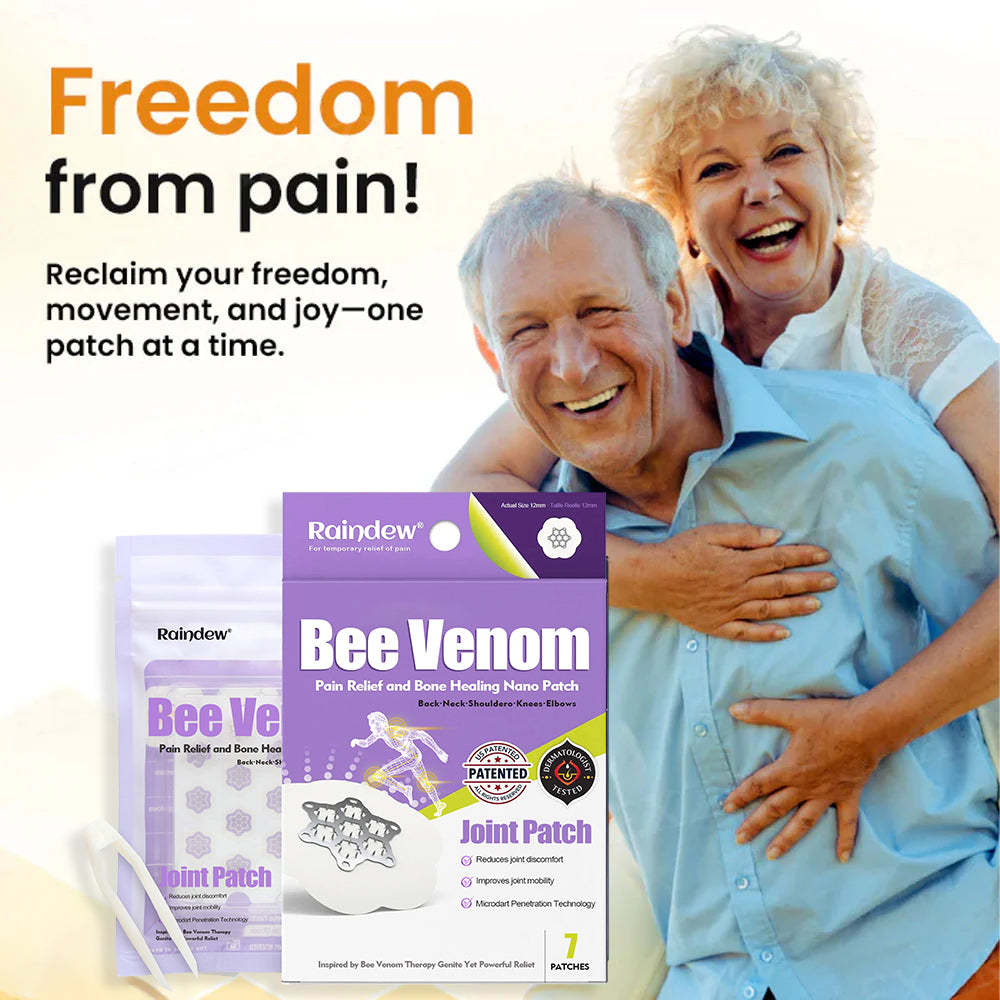 ✅⭐Official Store: Raindew® Bee Venom Pain-Relief Bone Healing Nano Patch – 🐝 Bee Venom Therapy, 24-Hour Nano Relief, Made for Stiff & Aching Joints