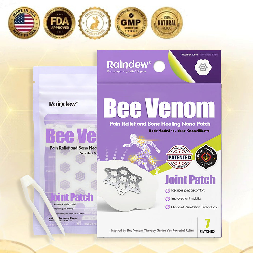 ✅⭐Official Store: Raindew® Bee Venom Pain-Relief Bone Healing Nano Patch – 🐝 Bee Venom Therapy, 24-Hour Nano Relief, Made for Stiff & Aching Joints