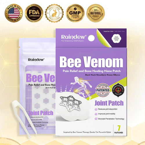 ✅⭐Official Store: Raindew® Bee Venom Pain-Relief Bone Healing Nano Patch – 🐝 Bee Venom Therapy, 24-Hour Nano Relief, Made for Stiff & Aching Joints