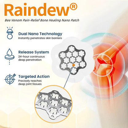 ✅⭐Official Store: Raindew® Bee Venom Pain-Relief Bone Healing Nano Patch – 🐝 Bee Venom Therapy, 24-Hour Nano Relief, Made for Stiff & Aching Joints
