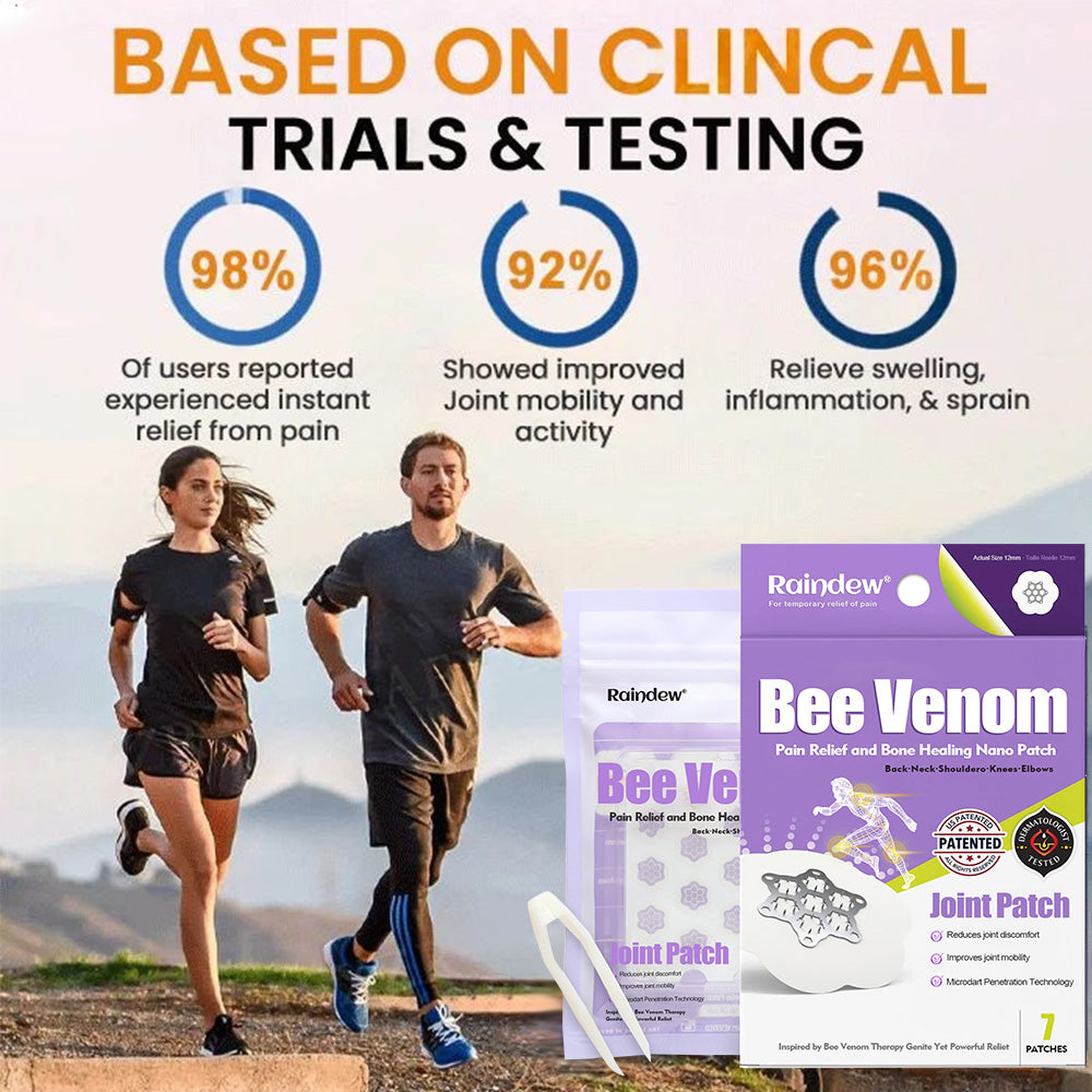 ✅⭐Official Store: Raindew® Bee Venom Pain-Relief Bone Healing Nano Patch – 🐝 Bee Venom Therapy, 24-Hour Nano Relief, Made for Stiff & Aching Joints